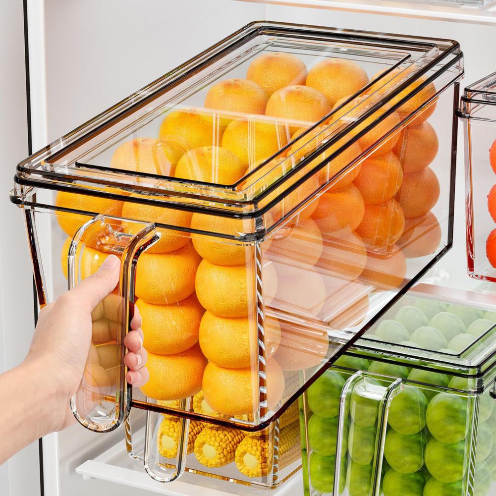Meal Prep Veggie - 蓋付きの冷蔵庫用収納ボックス、積み重ね可能な食品容器、果物、野菜、食事の準備用プラスチック製ボックス、サラダ用ハンドル付き