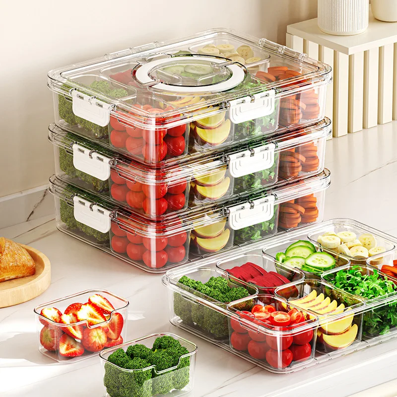 Meal Prep Veggie - 多区画食品保存容器、果物や野菜を整理整頓、食事の準備や冷蔵庫の保管に最適
