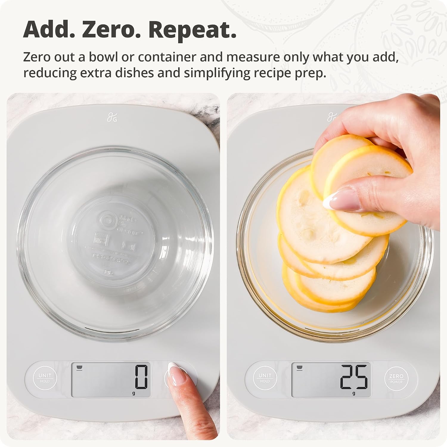 Portion Scale Digital - 2026年新型フードスケール、スリム＆コンパクト設計、1g精度（アッシュグレー） | 料理、食事の準備、ポーション計量用デジタルキッチンスケール