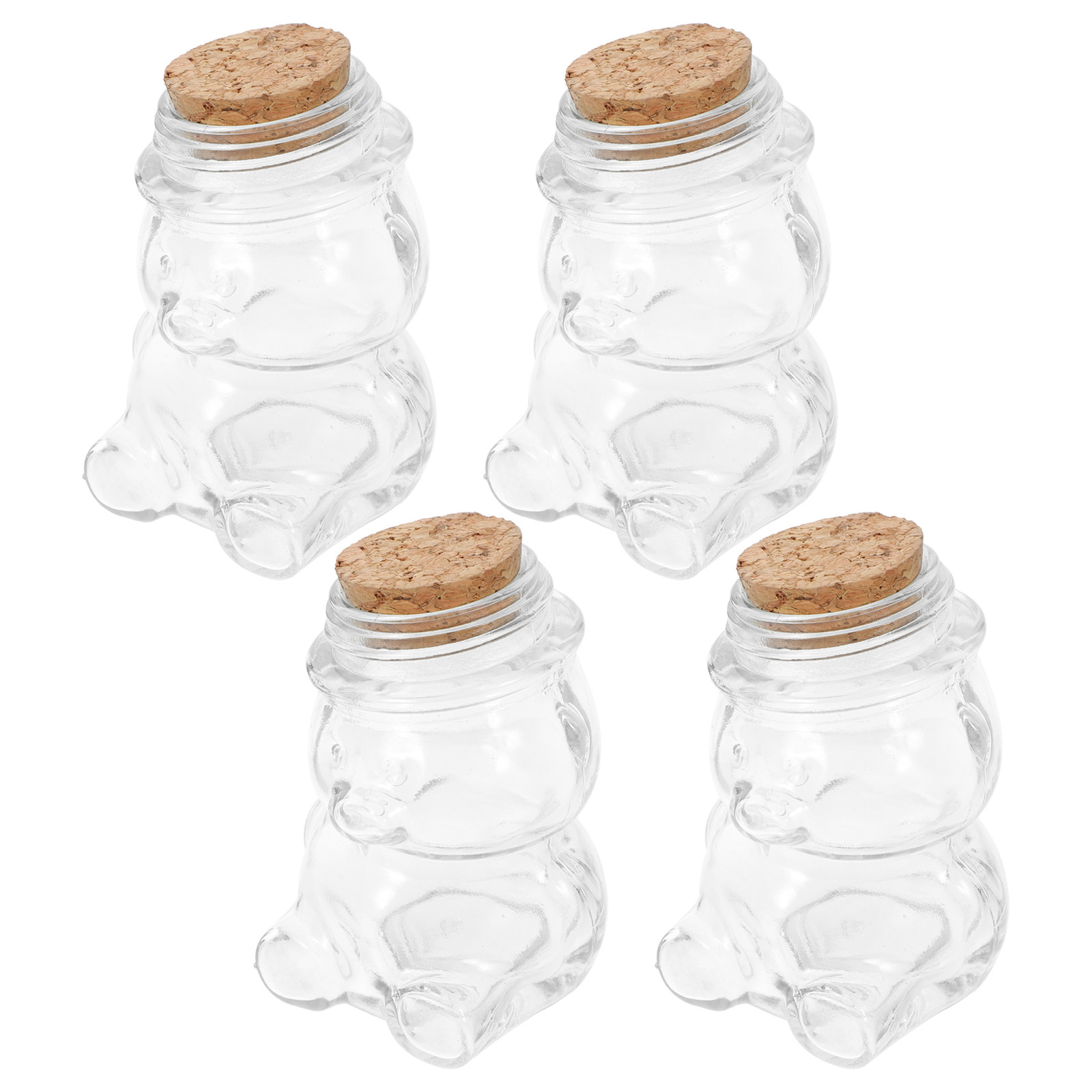 Glass Container Set - 4個入りガラスキャンディジャーセット 透明な気密食品保存容器 お菓子、ビスケット、紅茶、コーヒー、砂糖、塩、胡椒、ジュエリー用