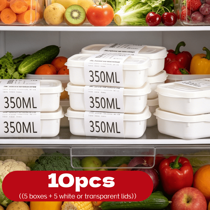 Meal Prep Containers - 10個入り再利用可能スタッカブル食品保存容器セット 5つの容器+5つのランダムカラー蓋 小分け冷凍容器 ランチ弁当箱