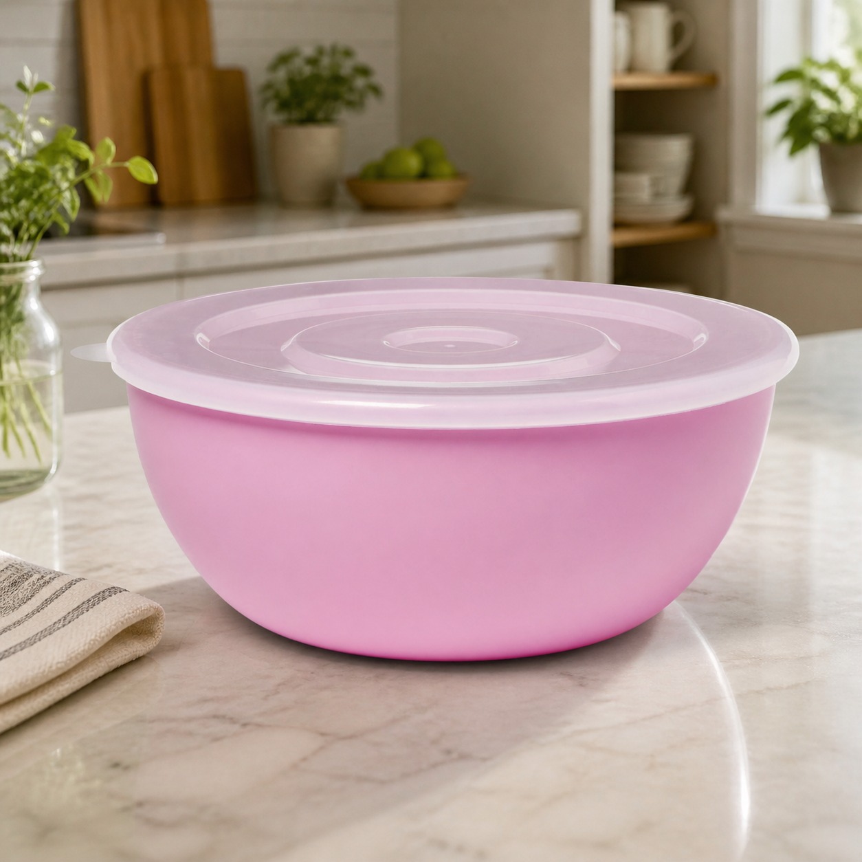 Meal Prep Containers - ピンクのボウルと一致する蓋、キッチン、寮、食事の準備や残り物の保存に適した耐久性のある食品保存容器