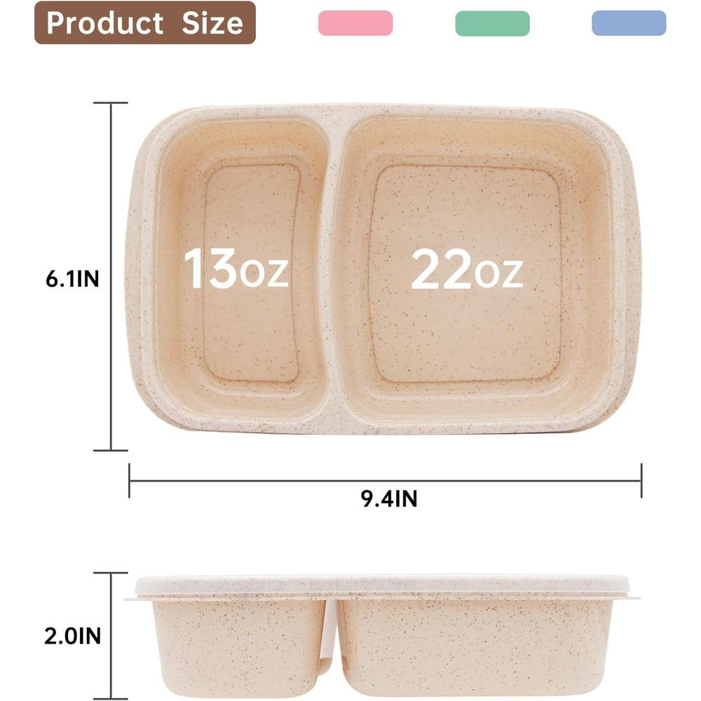 4パック弁当箱、2つのコンパートメント付き食事準備容器、蓋付 - Meal Prep Containers のレビューと価格