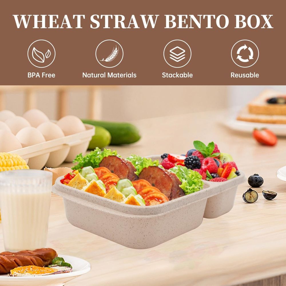 4パック弁当箱、2つのコンパートメント付き食事準備容器、蓋付 - Meal Prep Containers のレビューと価格