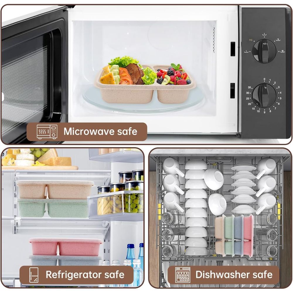 4パック弁当箱、2つのコンパートメント付き食事準備容器、蓋付 - Meal Prep Containers のレビューと価格