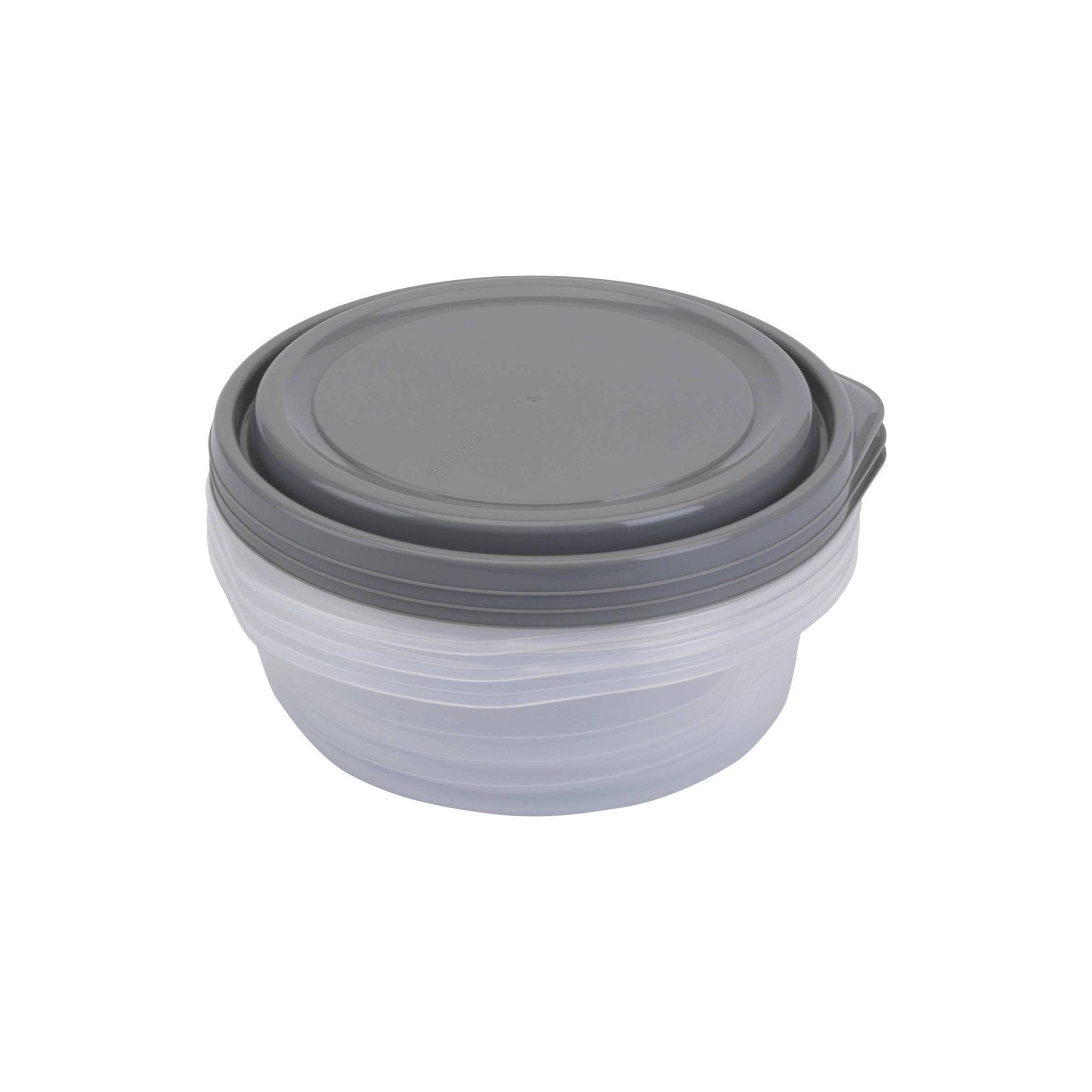 6個入り丸型5カップ食品保存容器（蓋付き）、グレーのプラスチ - Meal Prep Containers のレビューと価格
