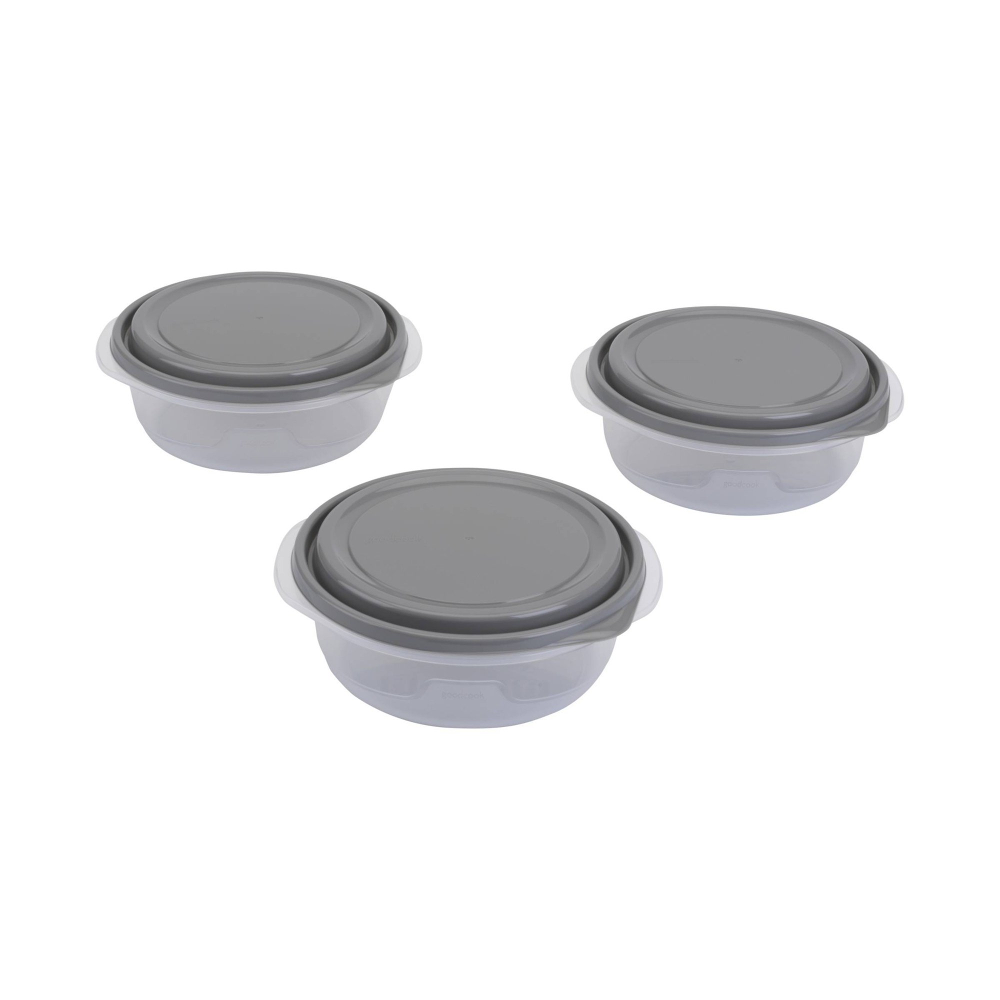 6個入り丸型5カップ食品保存容器（蓋付き）、グレーのプラスチ - Meal Prep Containers のレビューと価格