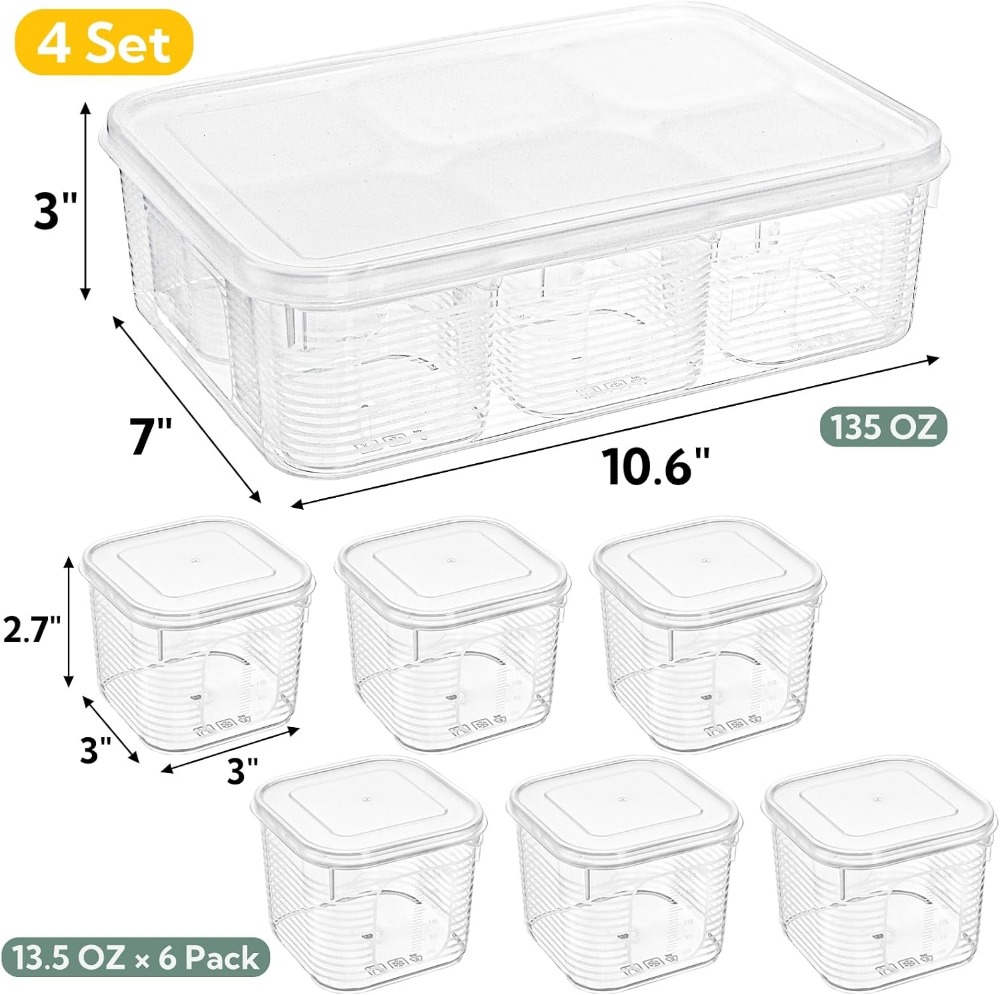 28点セット冷蔵庫オーガナイザーセット、24個の取り外し可能 - Meal Prep Veggie のレビューと価格