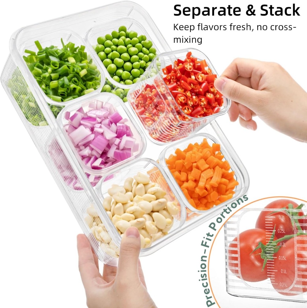 28点セット冷蔵庫オーガナイザーセット、24個の取り外し可能 - Meal Prep Veggie のレビューと価格