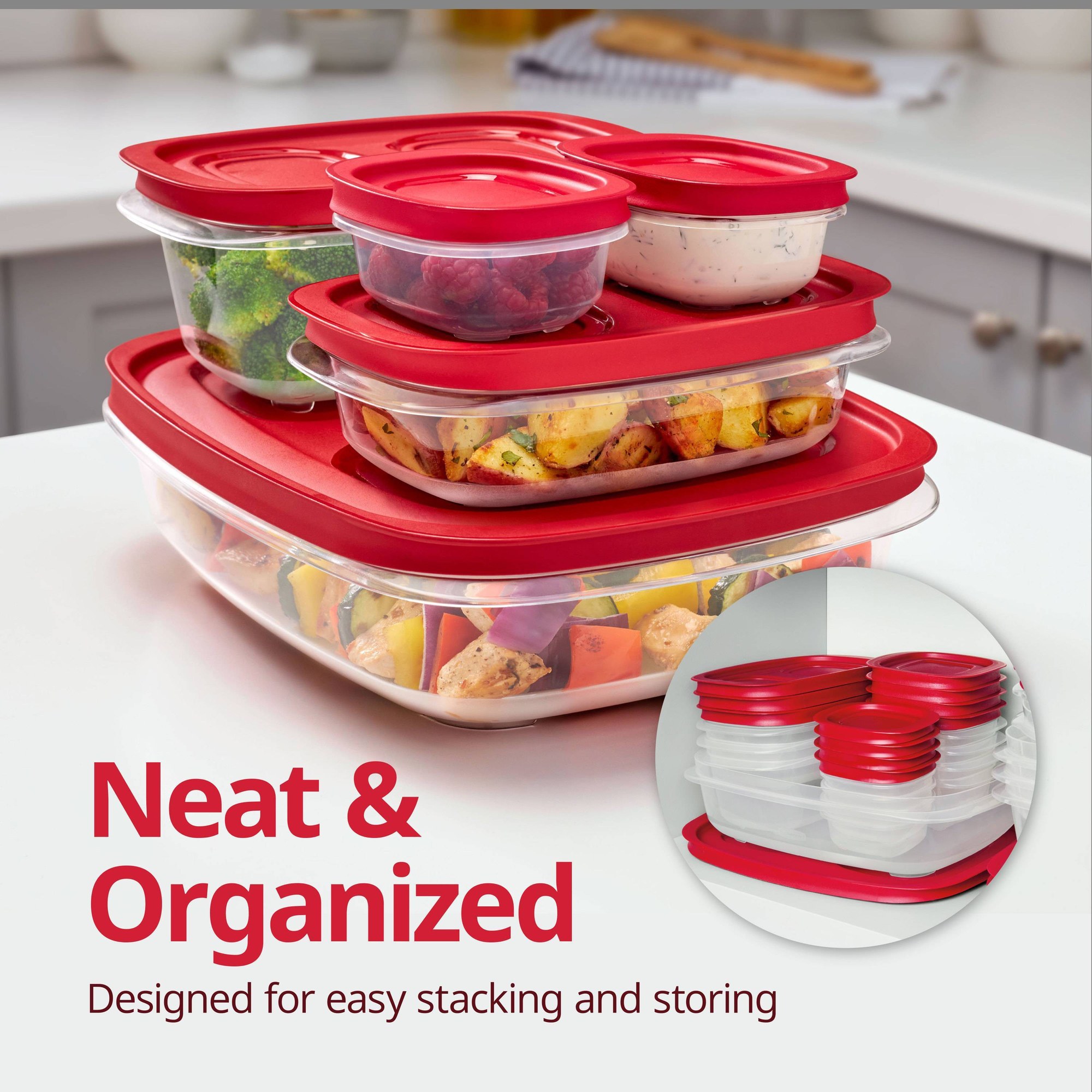 赤い長方形の食品保存容器、キッチンでの食事の準備に便利な蓋付 - Meal Prep Containers のレビューと価格