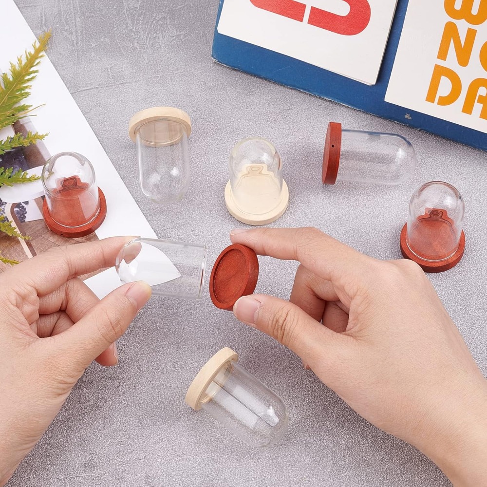 木製ベースのミニドームクローシュ,透明なガラスの陳列ケース, - Glass Container Set のレビューと価格