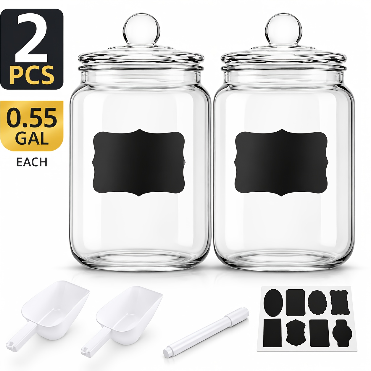 ガラス製パントリージャー2個セット（クラムシェル蓋付き） - - Glass Container Set のレビューと価格