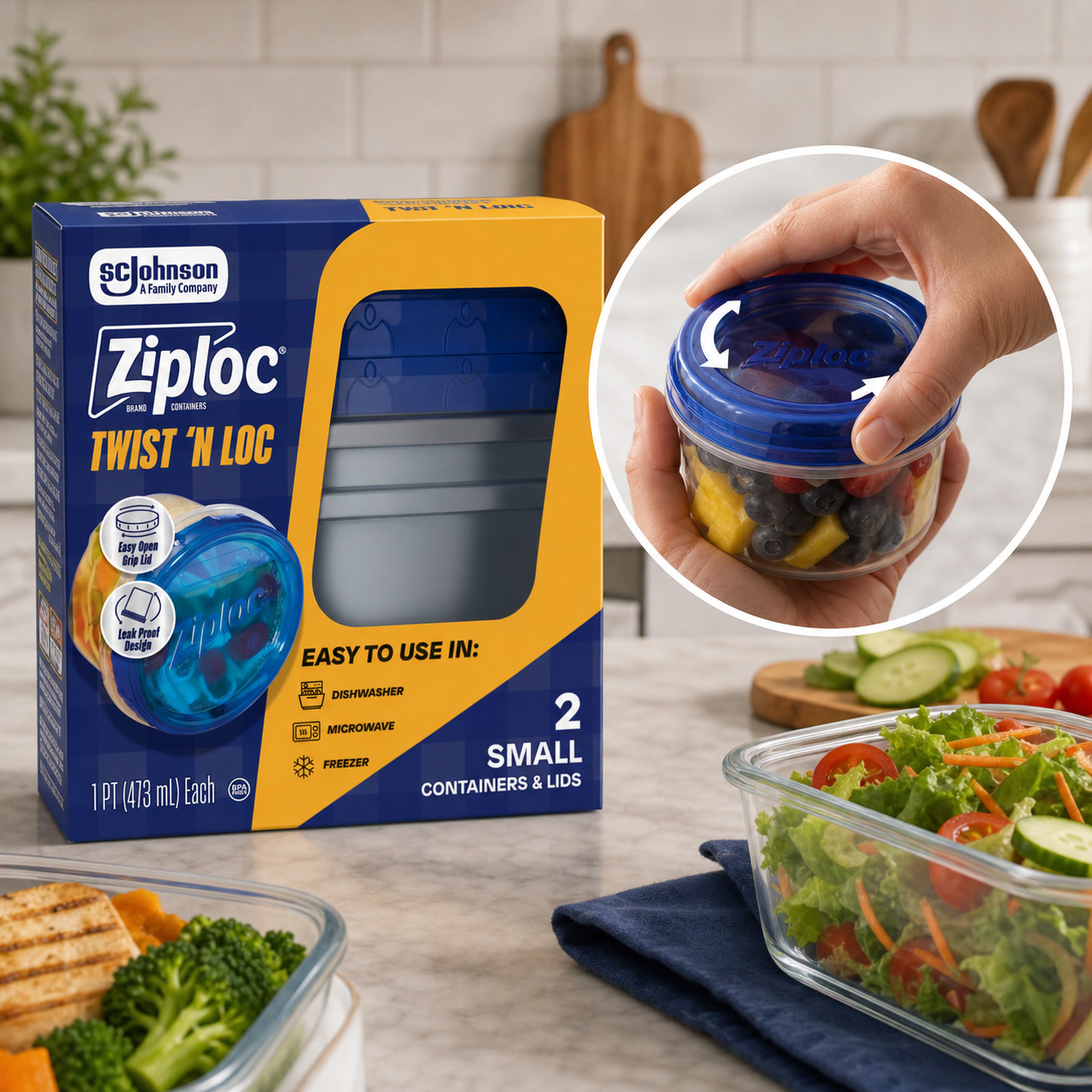 2ct小型ツイストロック食品保存容器、漏れ防止プラスチック製 - Meal Prep Containers のレビューと価格