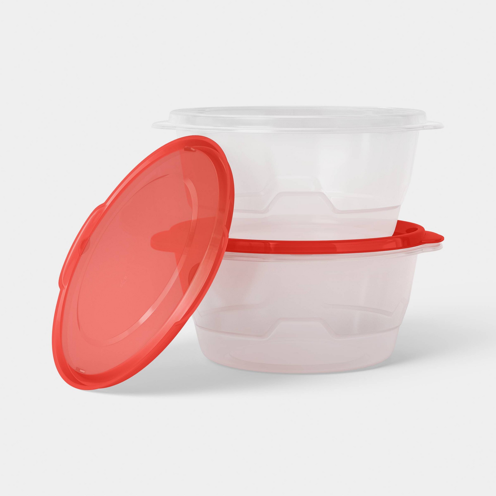 2ct大型丸型食品保存容器 128オンス 透明プラスチック蓋 - Meal Prep Containers のレビューと価格