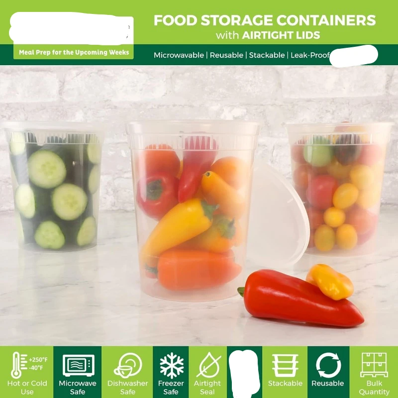 ふた付きプラスチックデリ容器、スライム、スープ、食事準備容器 - Meal Prep Containers のレビューと価格