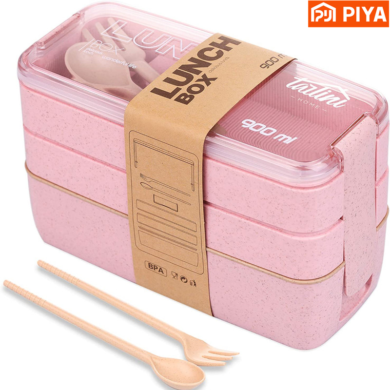 弁当箱3-in-1麦わらストロー,再利用可能な食器,弁当箱, - Meal Prep Kits のレビューと価格