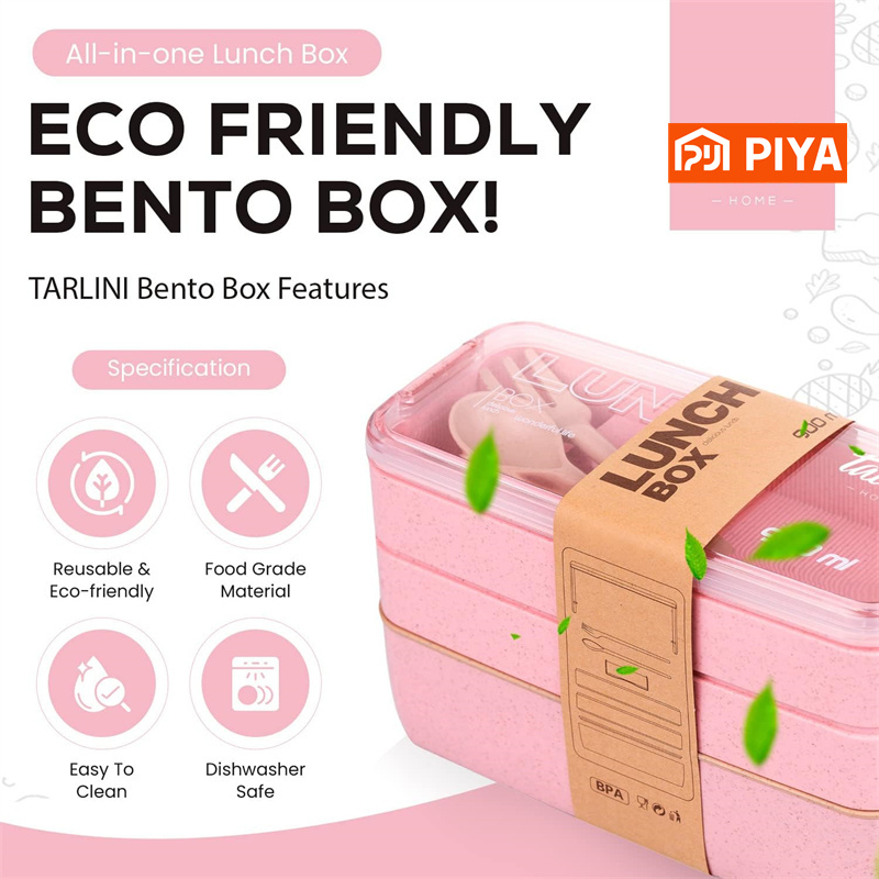 弁当箱3-in-1麦わらストロー,再利用可能な食器,弁当箱, - Meal Prep Kits のレビューと価格
