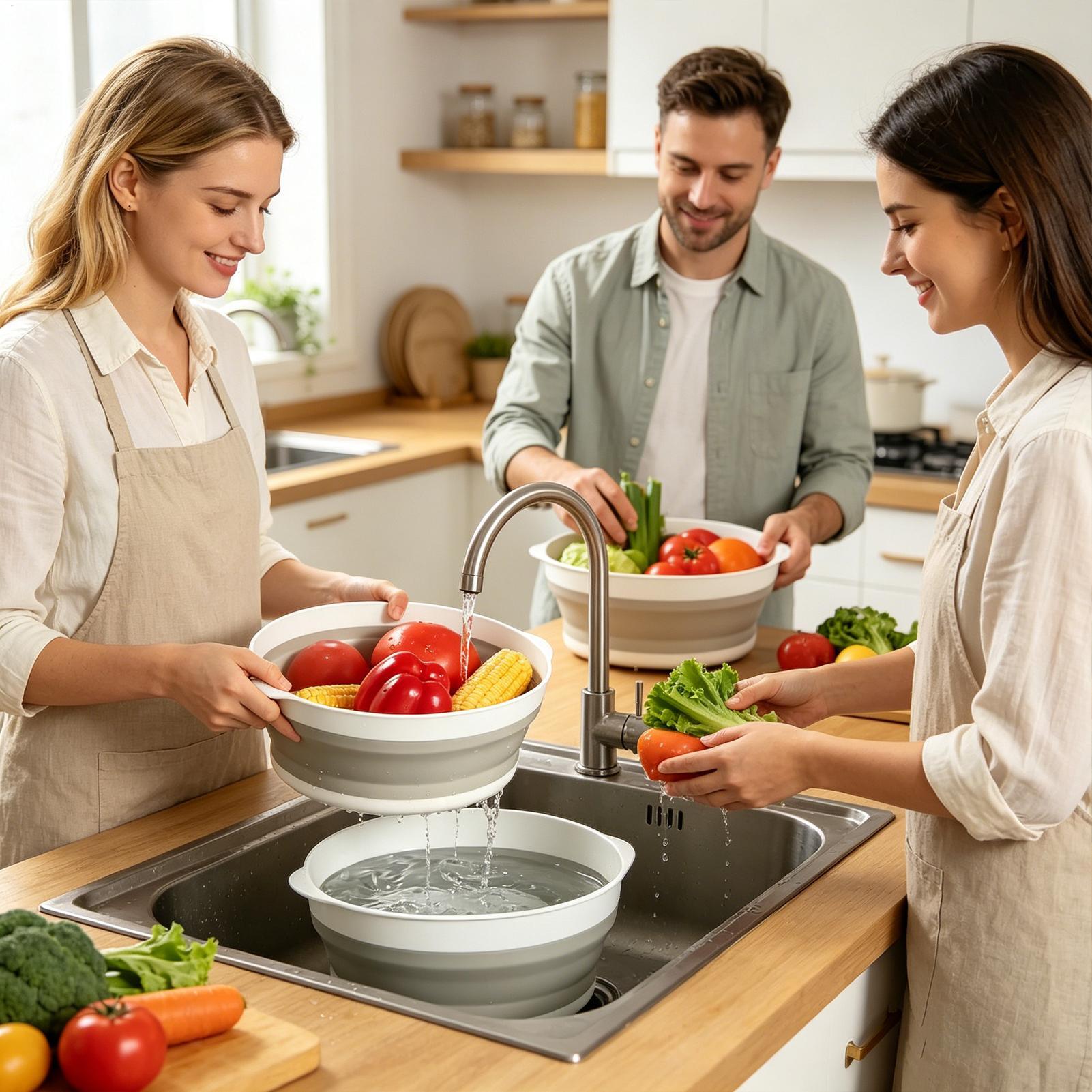 折りたたみ式水切りざる 二層式野菜洗いざる キッチンフルーツ - Meal Prep Veggie のレビューと価格
