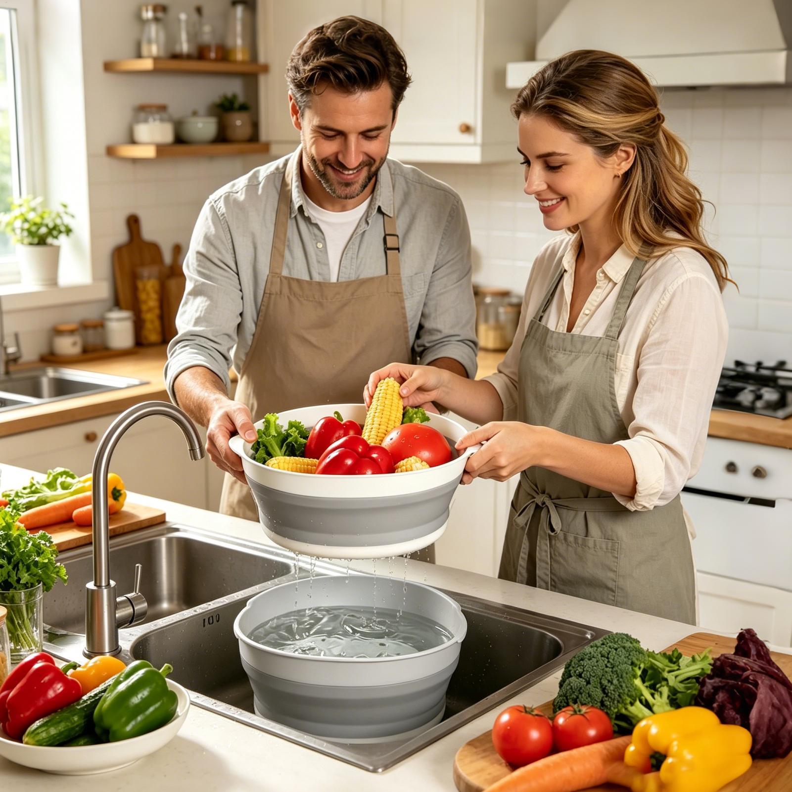 折りたたみ式水切りざる 二層式野菜洗いざる キッチンフルーツ - Meal Prep Veggie のレビューと価格