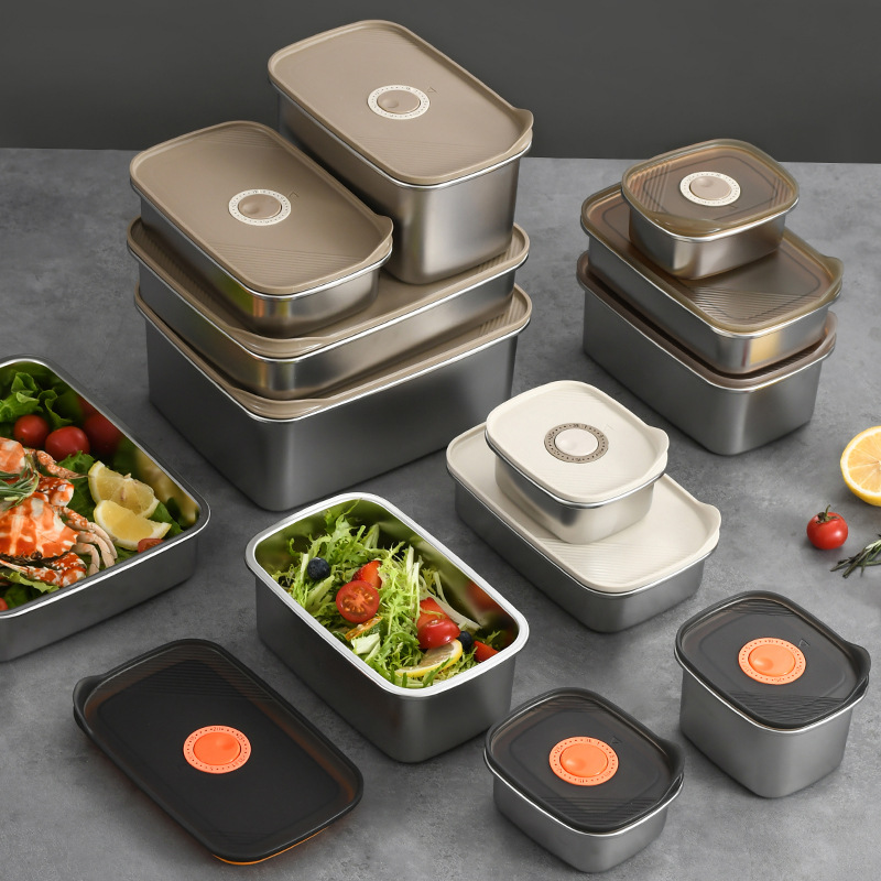 1PC 304 ステンレス鋼クリスパーシール付きランチボック - Meal Prep Kits のレビューと価格