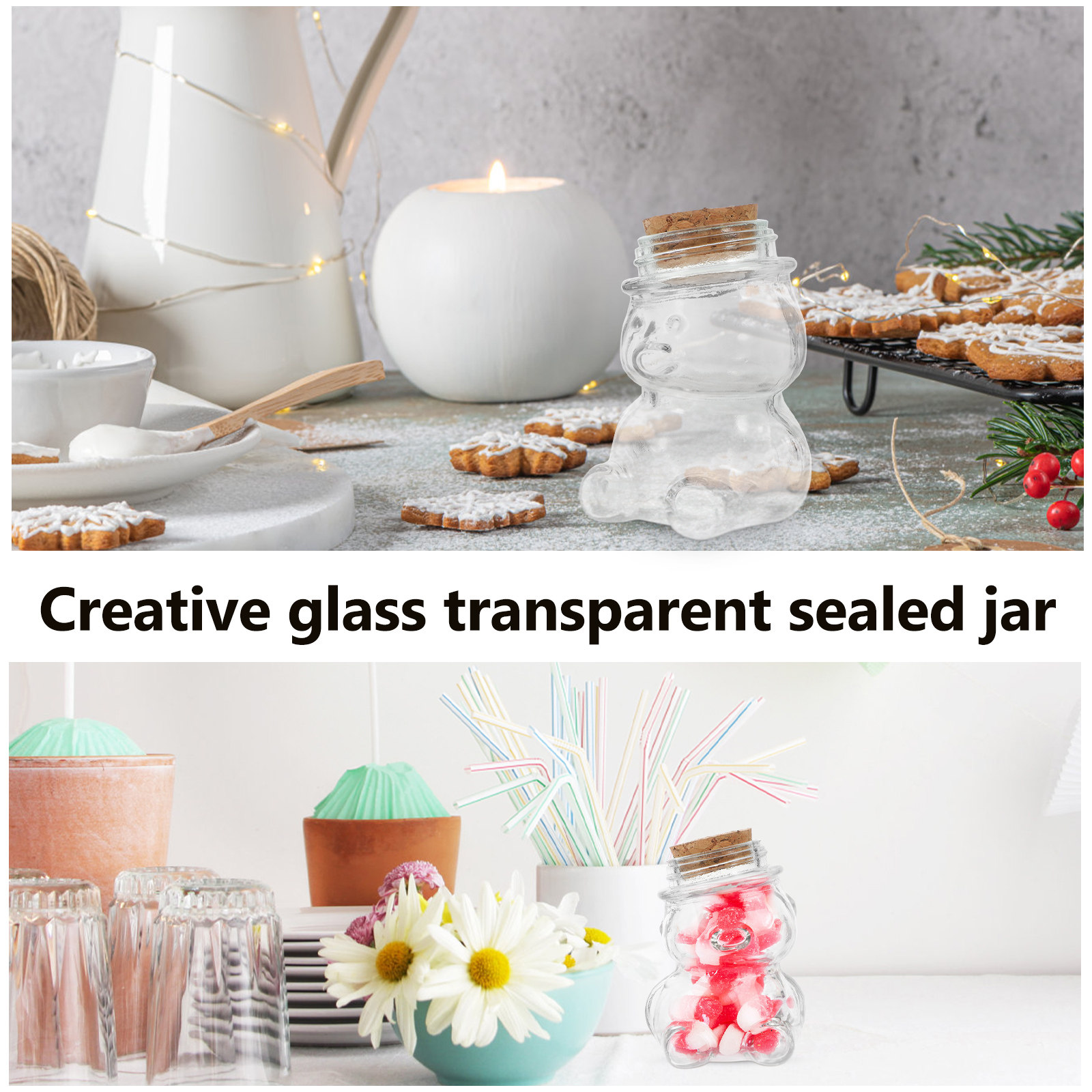 4個入りガラスキャンディジャーセット 透明な気密食品保存容器 - Glass Container Set のレビューと価格
