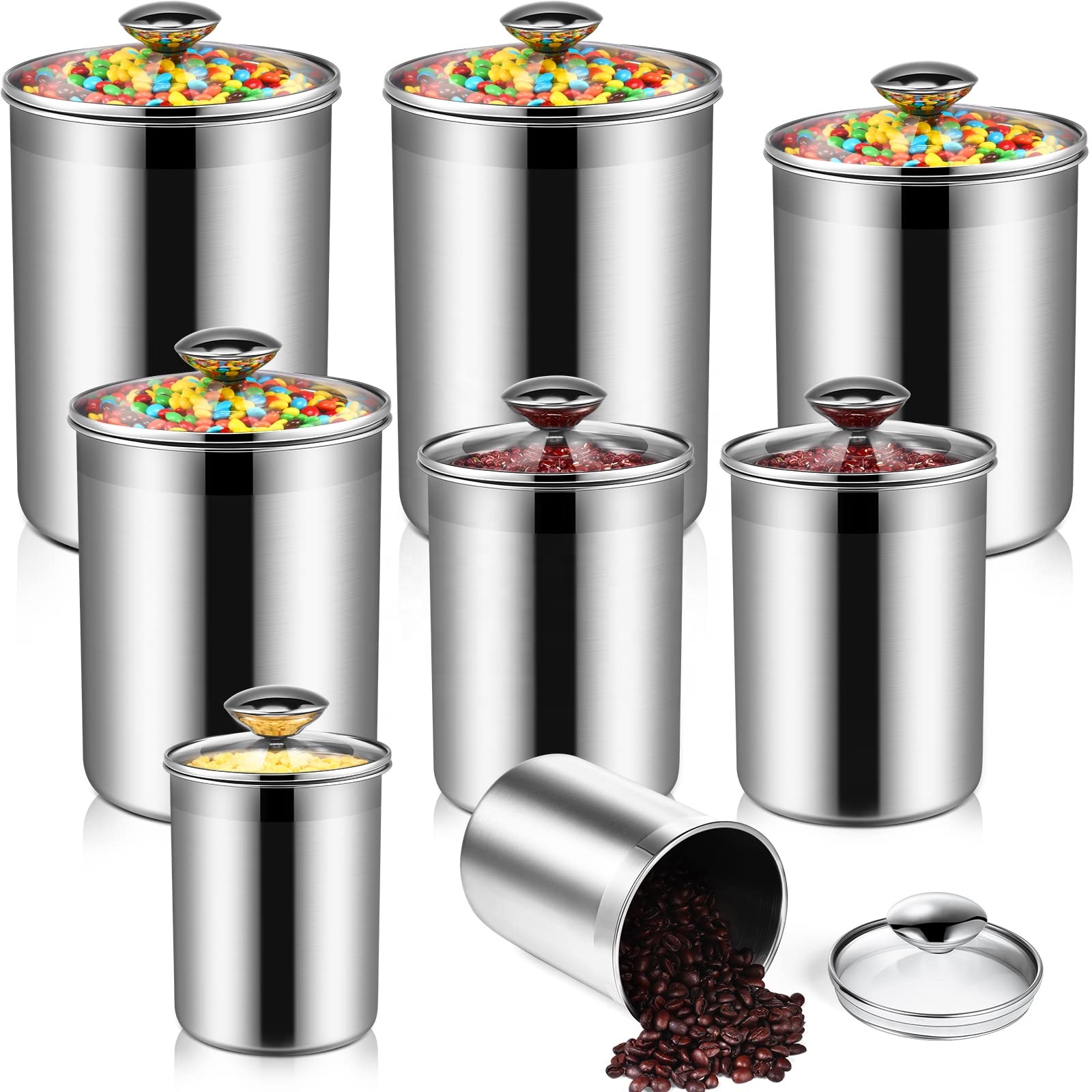 食品保存容器 茶葉 コーヒー 砂糖 小麦粉 密閉 キッチン  - Glass Container Set のレビューと価格