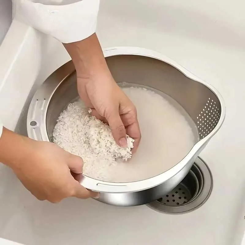 錆びないステンレス製米とぎざる、ストレーナーボウル、パスタ、 - Meal Prep Veggie のレビューと価格