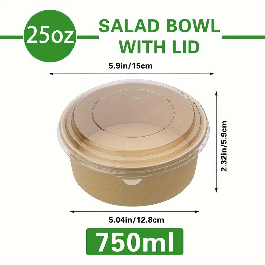 25オンス/750ml 25/50個入り 蓋付き紙ボウル、使 - Meal Prep Containers のレビューと価格