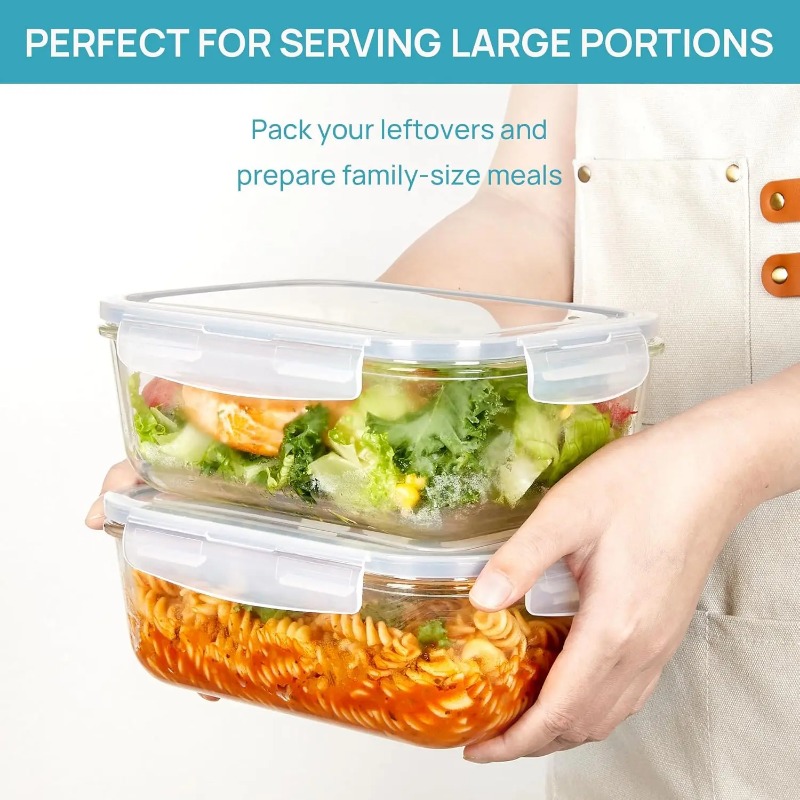 18個入りガラス製食品保存容器セット、気密蓋付き、漏れ防止ガ - Meal Prep Kits のレビューと価格
