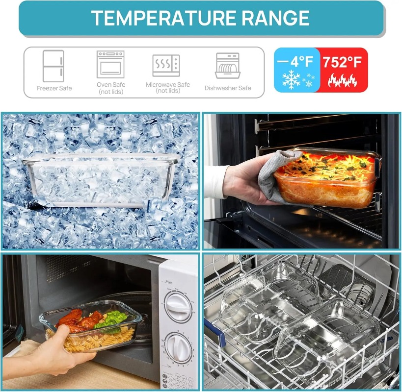 18個入りガラス製食品保存容器セット、気密蓋付き、漏れ防止ガ - Meal Prep Kits のレビューと価格